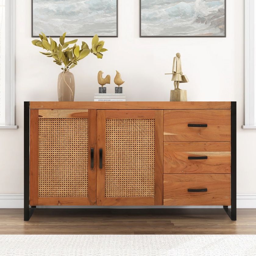 Picture of Graniteville Industrial Rattan 2 Door Kitchen Buffet Sideboard