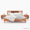 Picture of Bergenfield Mid-century Teak Wood 4 Piece Bedroom Set