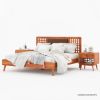 Picture of Bergenfield Teak Wood Mid-century Modern Platform Bed