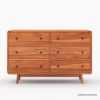 Picture of Bergenfield Teak Wood Mid-century Modern 6 Drawer Dresser