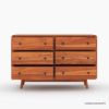 Picture of Bergenfield Teak Wood Mid-century Modern 6 Drawer Dresser