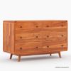 Picture of Bergenfield Teak Wood Mid-century Modern 6 Drawer Dresser