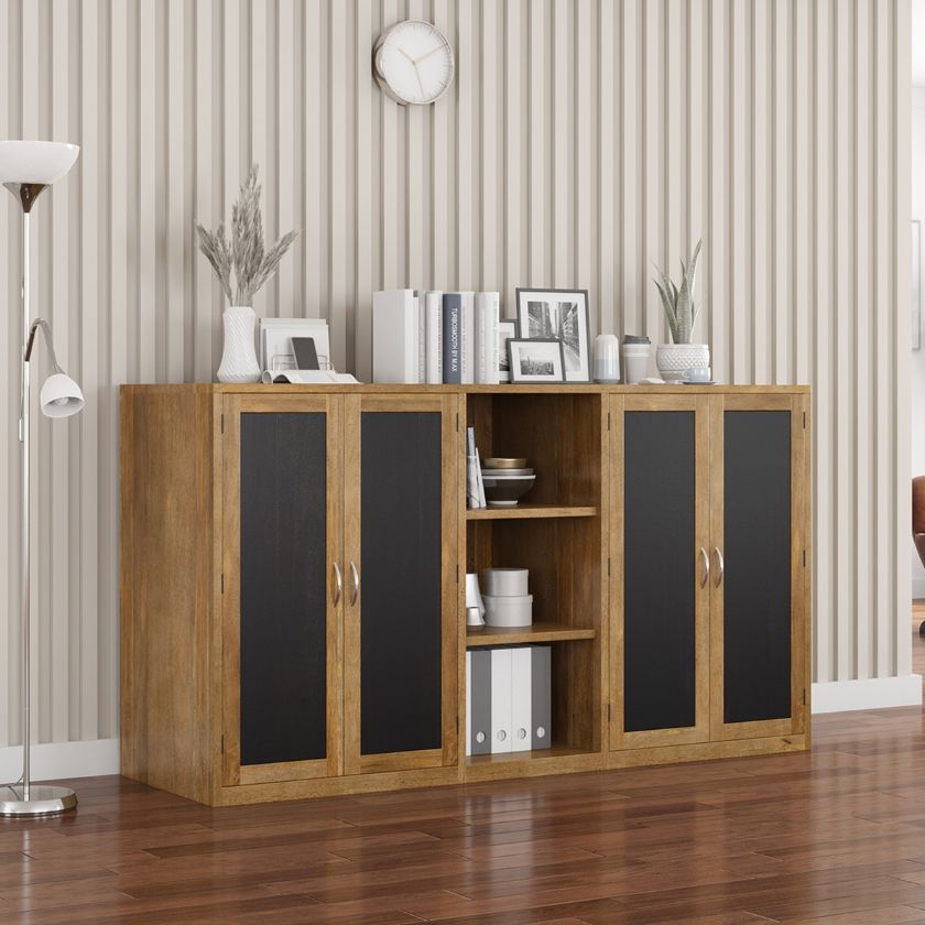 Picture of Brisbane Modern Rustic Solid Wood 2 Tone Office Credenza Cabinet