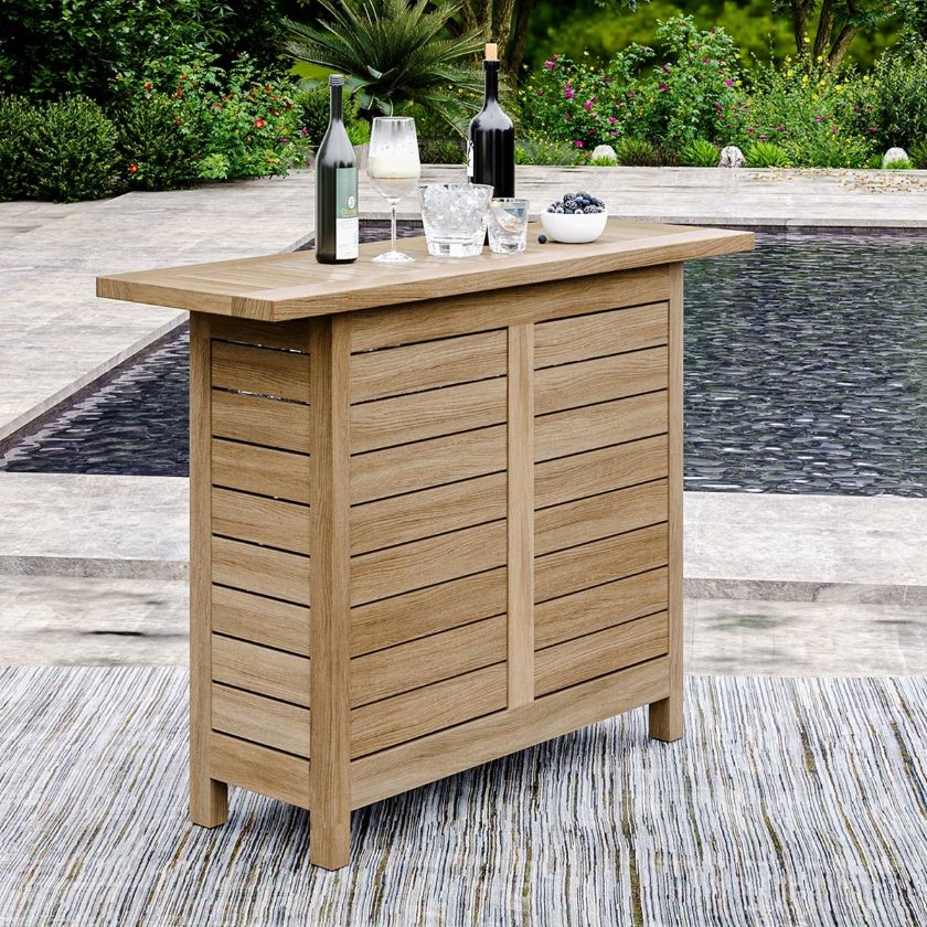 Picture of Busselton Rustic Teak Wood Outdoor Bar Counter Table