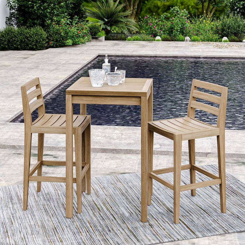 Busselton Rustic Teak Wood Bar Height Outdoor Bistro Table