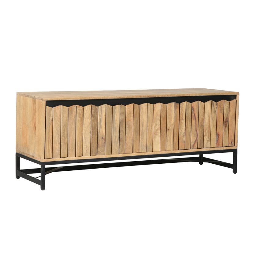 Picture of Paskenta Modern Farmhouse Rustic Slatted 2 Door Media Console