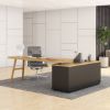 Picture of Mendoza Farmhouse Solid Wood 2 Tone L Shaped Rotating Desk