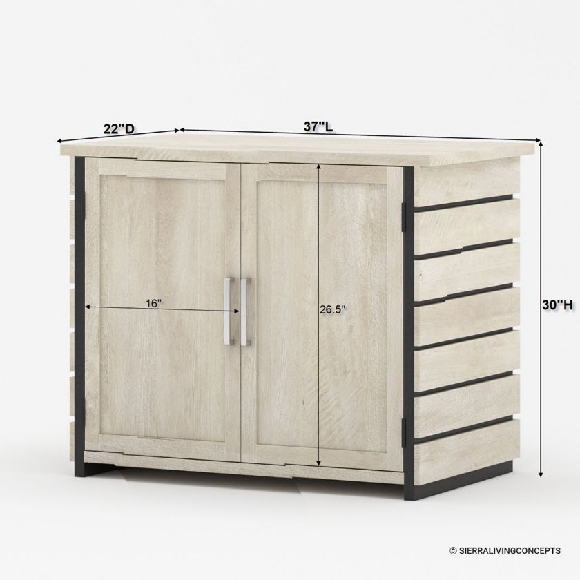 Leavenworth Solid Wood Modern  Home Office Storage Credenza Dimension Image