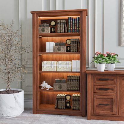 Picture of Dubrovnik Mahogany Wood 5 Shelf Home Office Bookcase