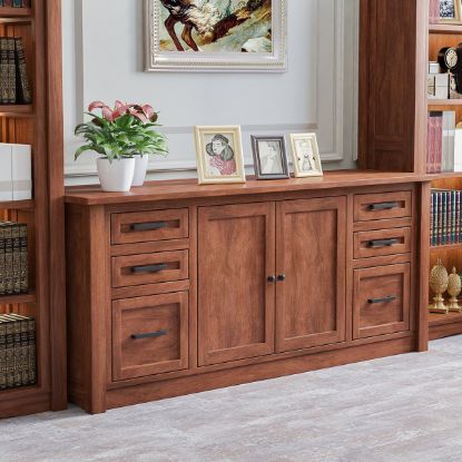 Picture of Dubrovnik Mahogany Wood Home Office Credenza With File Drawers