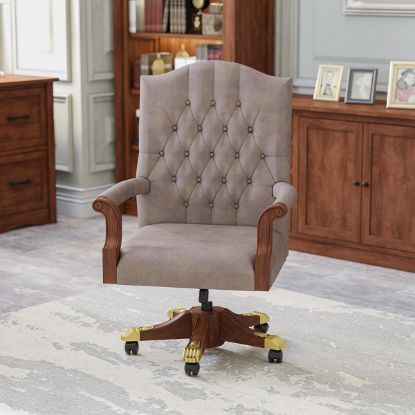 Picture of Dubrovnik Mahogany Wood Tufted Home Office Chair