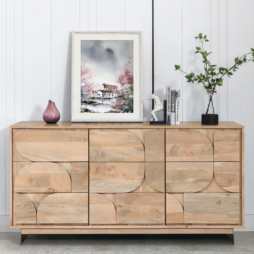 Picture of Whitehawk Contemporary Solid Wood Long Sideboard Cabinet
