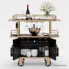 Picture of Volta French Industrial Solid Wood Bar Cart with Storage Cabinet