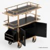 Picture of Volta French Industrial Solid Wood Bar Cart with Storage Cabinet