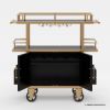 Picture of Volta French Industrial Solid Wood Bar Cart with Storage Cabinet