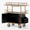 Picture of Volta French Industrial Solid Wood Bar Cart with Storage Cabinet