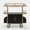 Picture of Volta French Industrial Solid Wood Bar Cart with Storage Cabinet