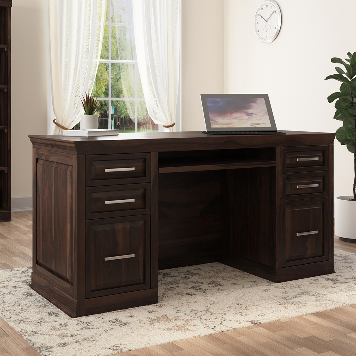 Hondah Rustic Solid wood 70 Inch Large Home Office Modern Executive Desk .