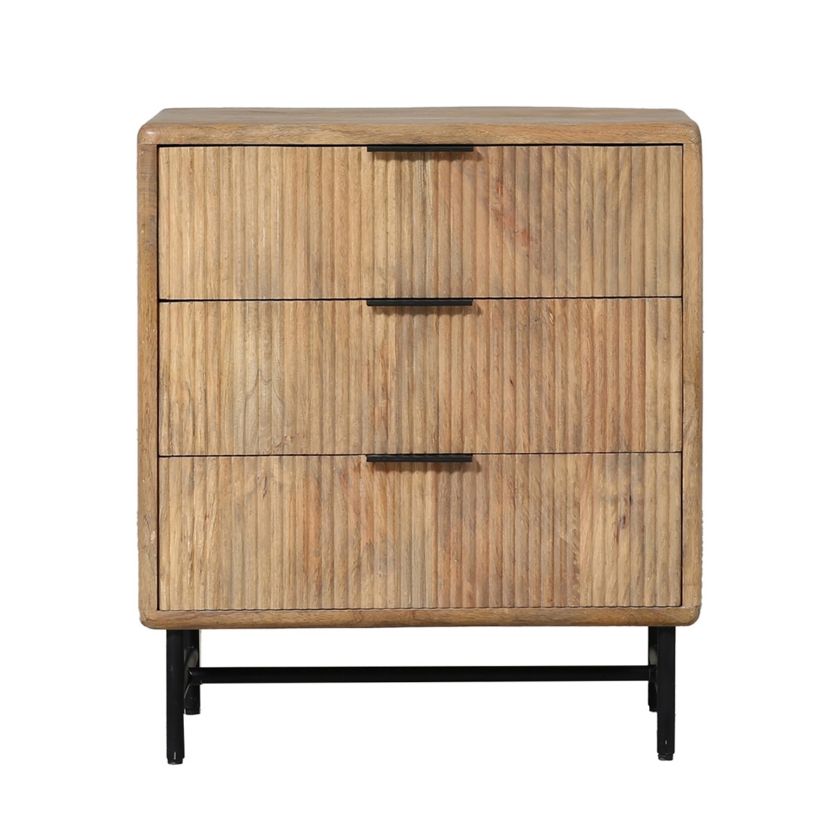 Picture of Hornitos Industrial Farmhouse Style 3 Fluted Drawer Nightstand