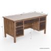 Picture of Borgloon Teak Wood Home Office Rustic Executive Desk