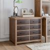 Picture of Borgloon Teak Wood Farmhouse 8 Drawer Home Office Credenza