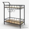 Picture of Castella Industrial Black Metal Trolley Bar Cart With Wine Rack