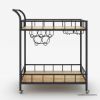 Picture of Castella Industrial Black Metal Trolley Bar Cart With Wine Rack