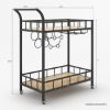 Picture of Castella Industrial Black Metal Trolley Bar Cart With Wine Rack
