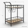 Picture of Castella Industrial Black Metal Trolley Bar Cart With Wine Rack