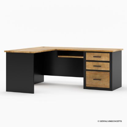 Picture of Kristiansand Solid Wood L-Shaped Home Office Desk With File Cabinets