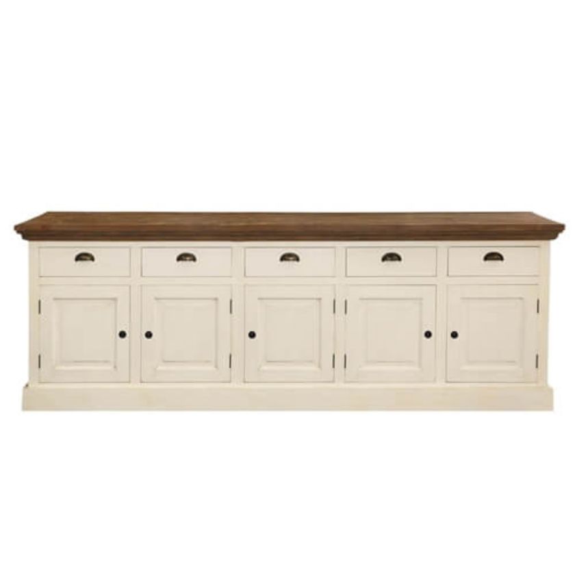 Georgia Two Tone Teak and Solid Wood Extra Long Sideboard Size Image