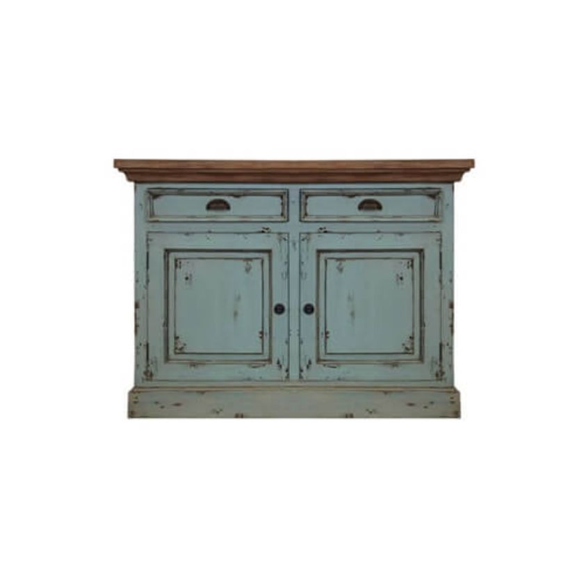 Scranton Ocean Blue Two Tone Solid Wood Extra Long Sideboard Size Image