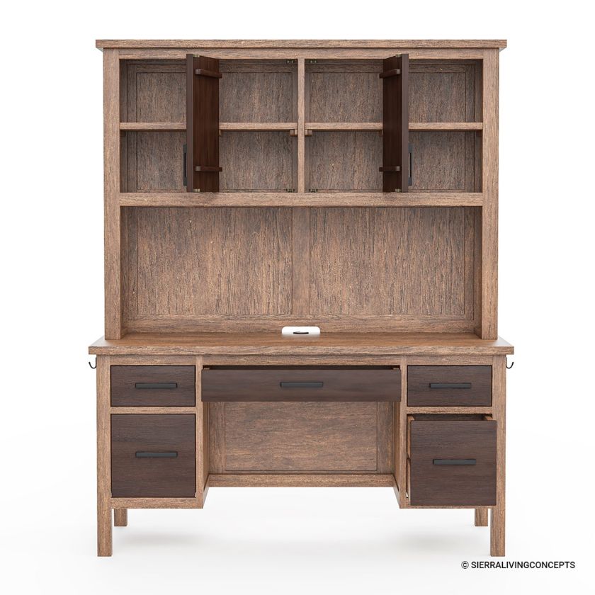 Borgloon Teak Wood Home Office Rustic Executive Desk Size Image