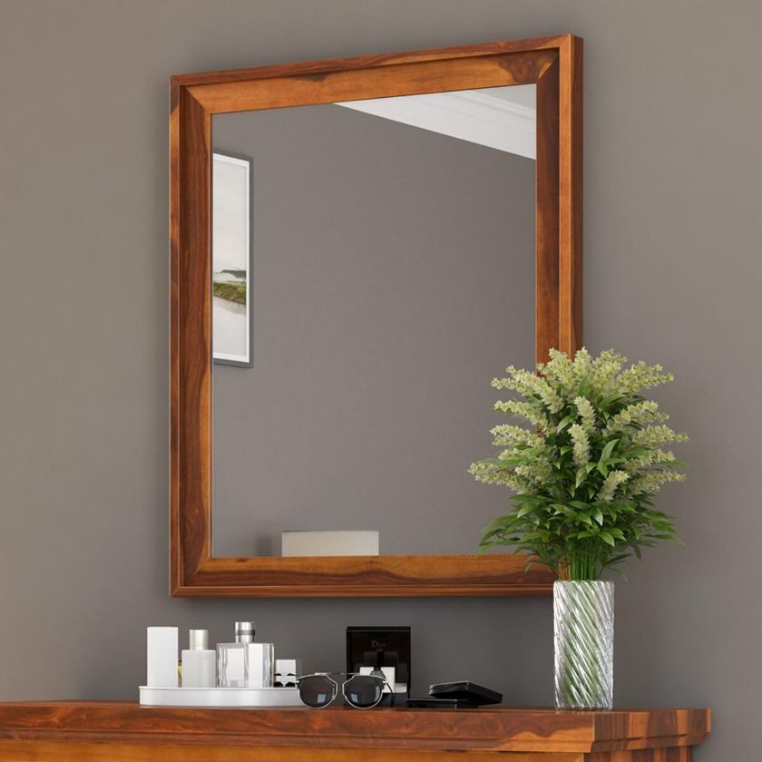 Picture of Pecos Solid Wood Rustic Dresser Mirror with Frame