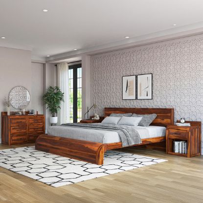Picture of Rebecca Rustic Solid Wood 4 Piece Platform Bedroom Set