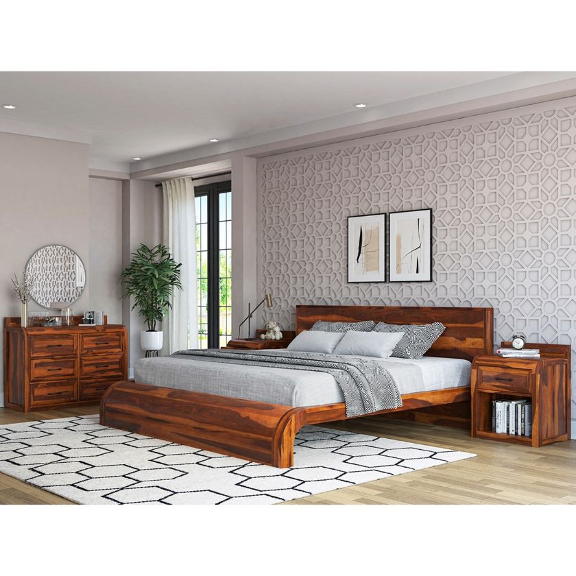 Picture of Rebecca Rustic Solid Wood 4 Piece Platform Bedroom Set