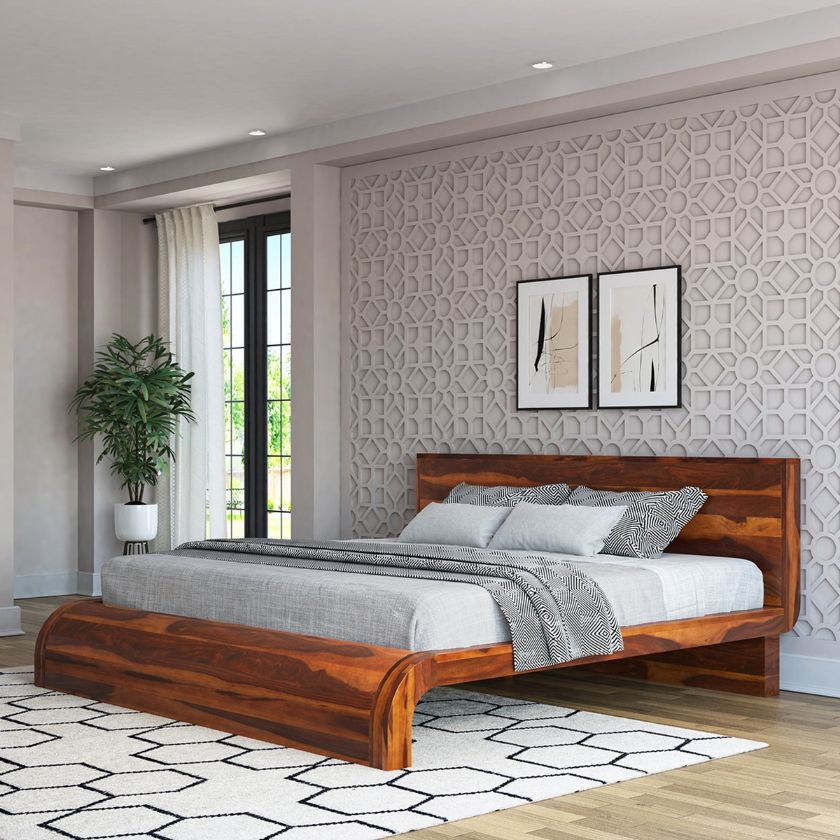 Picture of Rebecca Solid Wood Curved Platform Bed