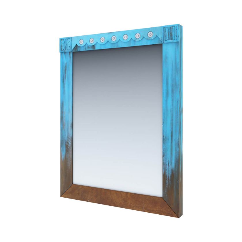 Picture of Empire Blue Dawn Rustic Solid Mango Wood Mirror Frame