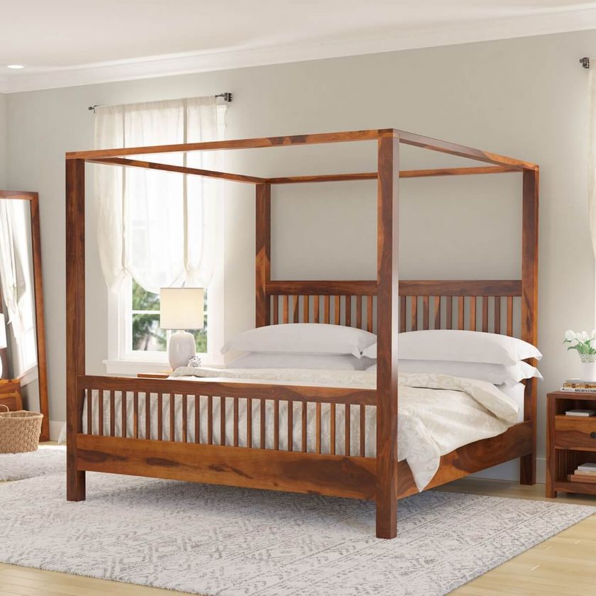 Picture of Kodiak Rustic Solid Wood Platform Canopy Bed