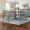 Picture of Conway Farmhouse Two Tone Solid Wood Round Dining Table Chair Set