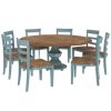 Picture of Conway Farmhouse Two Tone Solid Wood Round Dining Table Chair Set