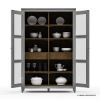 Picture of Arendal Mahogany Wood Glass Door Large Storage Cabinet