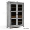 Picture of Arendal Mahogany Wood Glass Door Large Storage Cabinet