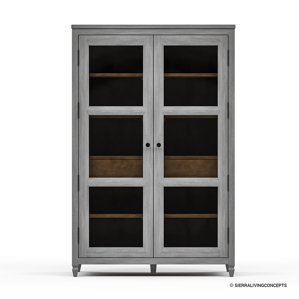 Arendal Mahogany Wood Glass Door Large Storage Cabinet