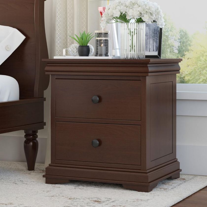 Picture of Classic Handcrafted Mahogany Wood 2 Drawer Nightstand