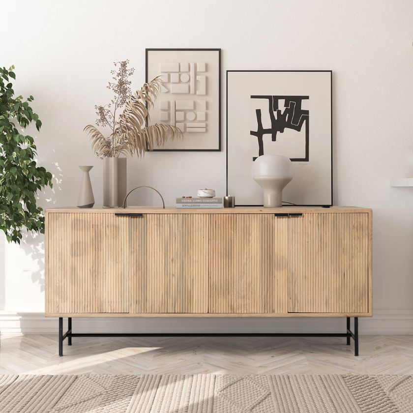 Picture of Hornitos Industrial Farmhouse style 4 Fluted Door Sideboard