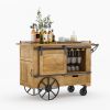 Picture of Bieber Large Industrial Farmhouse Bar Cart with Barn Door