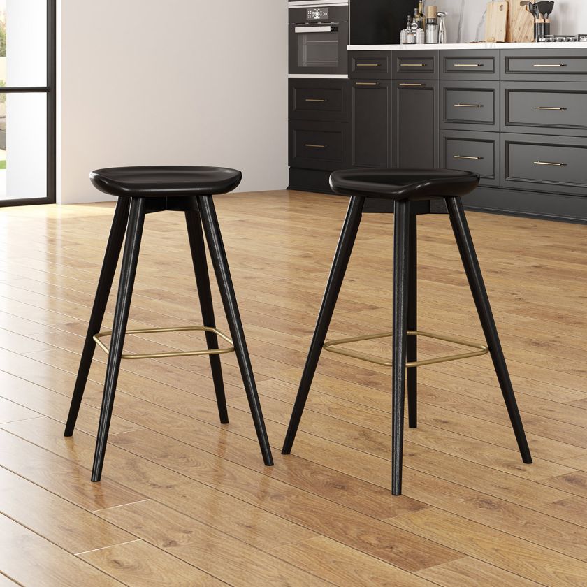 Picture of Hilversum Modern Solid Wood Black Stool Set of 2