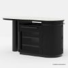 Picture of Cayman Solid Wood Modern Black Kitchen Island with White Marble Top