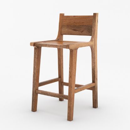 Picture of Monrovia Rustic Solid Wood Bar Stool With Back
